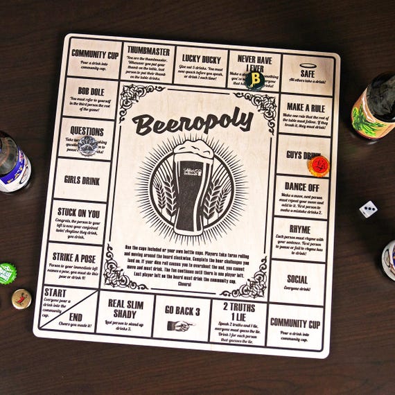 Beeropoly Beer Game Wood Drinking Board Game Original 