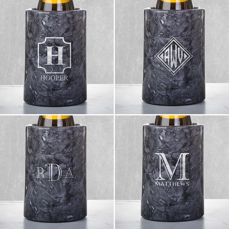Enfriador de vino de mármol personalizado: enfriador de vino personalizado, enfriador de vino negro, accesorios para servir vino imagen 4