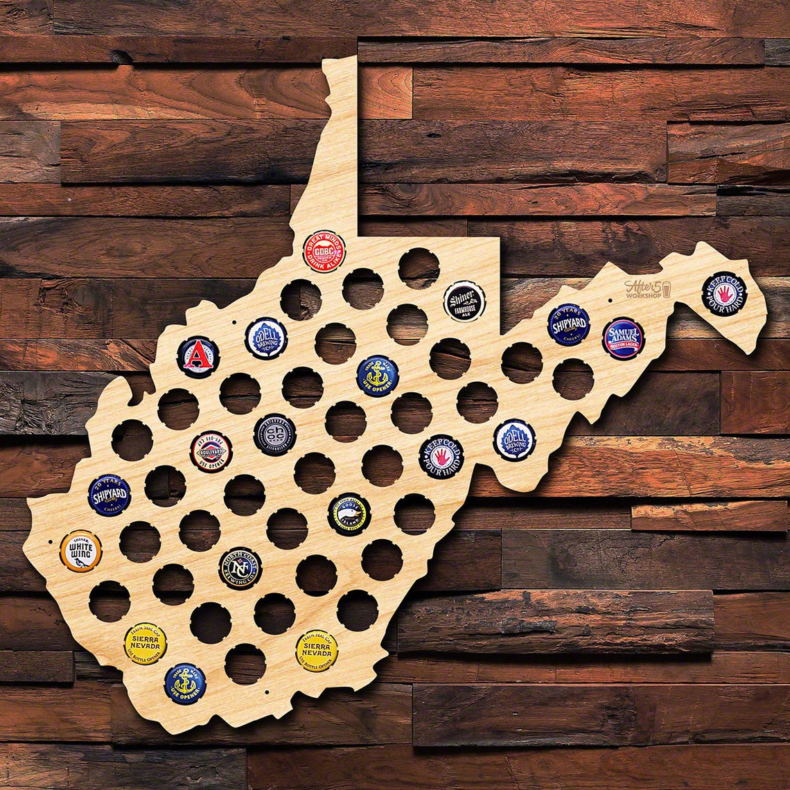 West Virginia Beer Cap Map Unique Beer Gifts for Men Etsy