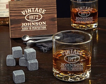 Personalized Whiskey Stones Set - Engraved Rocks Glasses, Whiskey Lover Gift, Birthday Gift Set, Anniversary Gift, Retirement Gift -