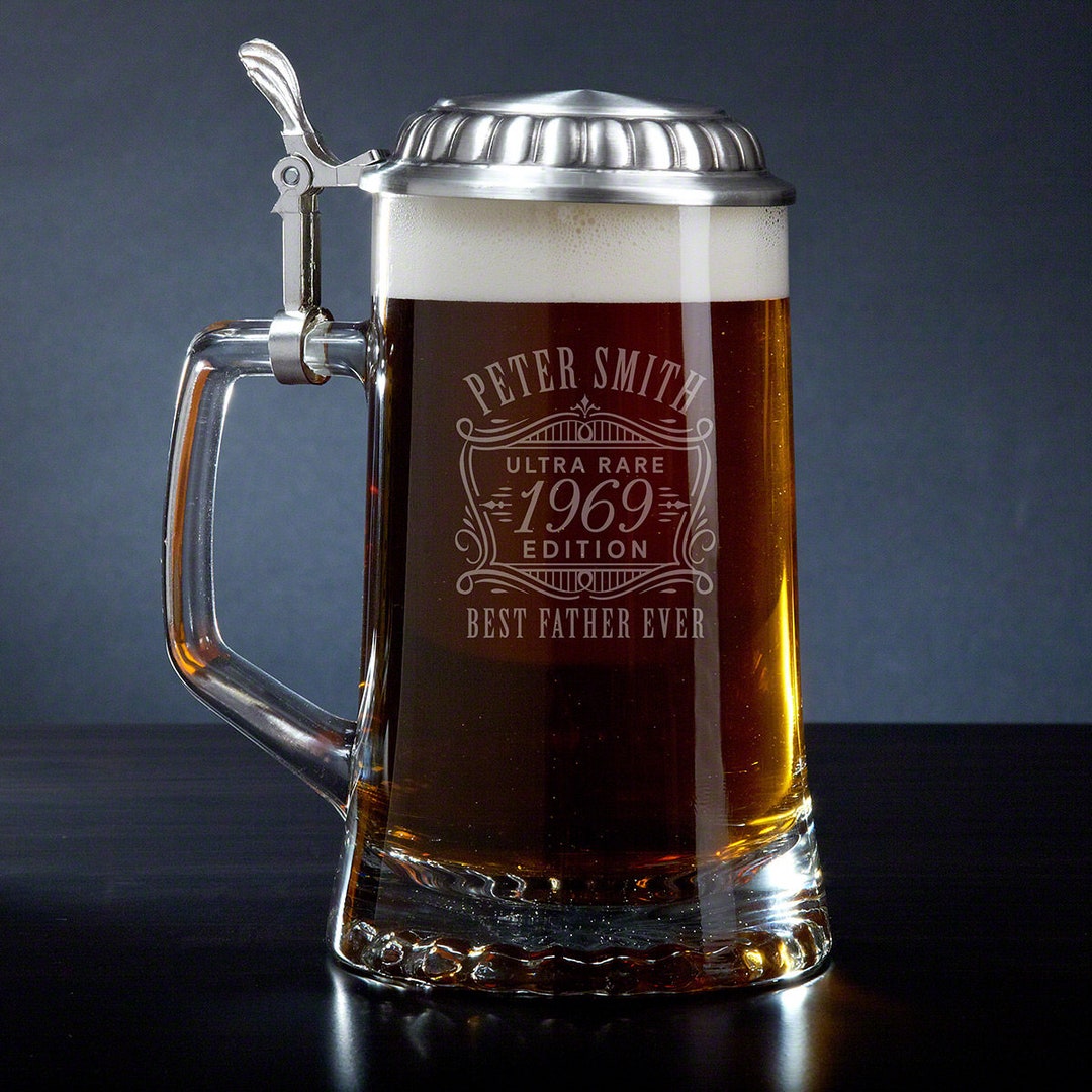 Custom Beer Stein With Lid Beer Lover Gift, Engraved Beer Tankard