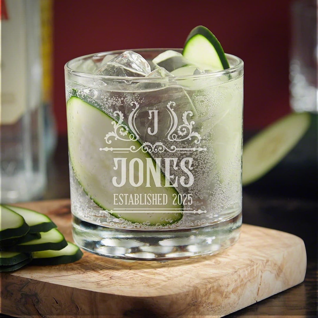 Customized Gin Personalized Gin and Tonic Glass - Custom Engraved Lowball Glass, Gift ...