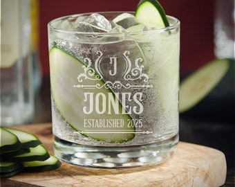 Personalized Gin and Tonic Glass - Custom Engraved Lowball Glass, Gift for Gin Lover