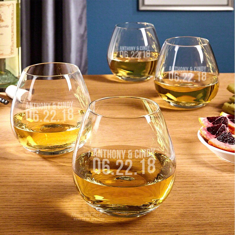 Custom Stemless Wine Glasses Set of 4 Better Together Etsy