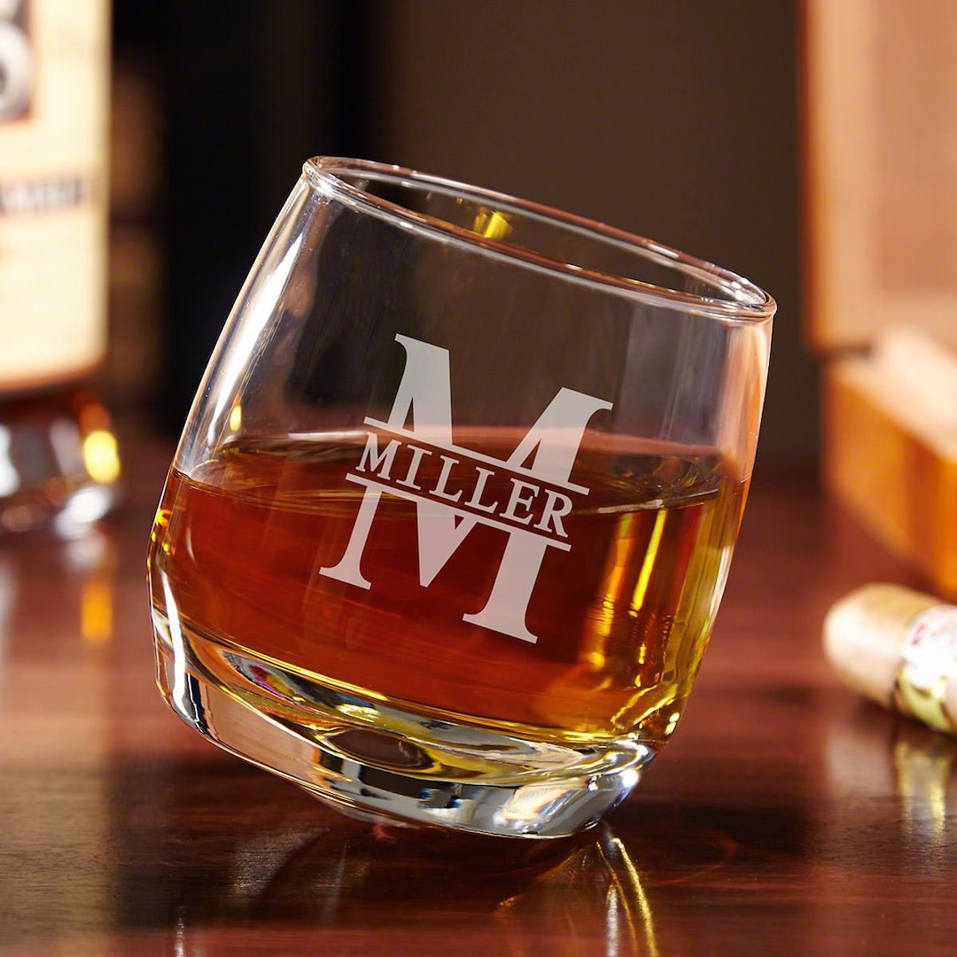 Rocking R Whisky Personalized Roly Poly Glass - Rocking Whiskey Glass, Custom Spinning ...