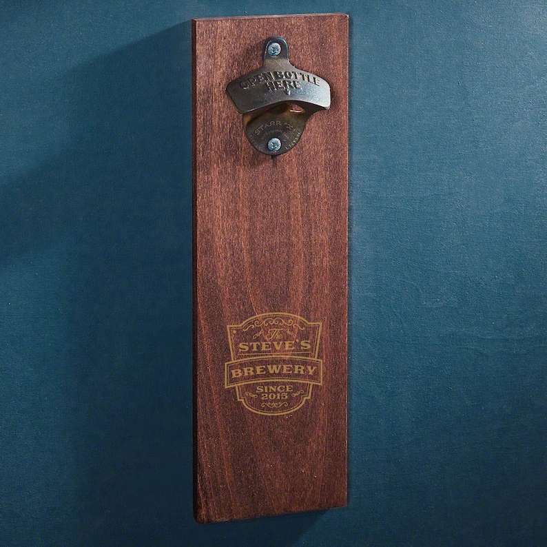 Vintage Brewery Personalized Wooden Wall Bottle Opener Etsy