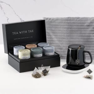 Tevora Luxury Tea With Mug Gift Set - Mother&#39;s Day Gift, Easter Gift, Tea Lover Gift with Mug Warmer, Cozy Tea Mug Gift Set