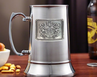 Gallant Gunmetal Personalized Beer Mug - Birthday Gift for Him, Custom Beer Stein, Gifts for Beer Lovers, Etched Beer Tankard, Gifts for Men