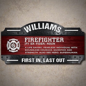 Custom Firefighter Sign - Personalized Firefighter Decor Sign, Firefighter Gift, Fireman Gift, Custom Firefighter Wall Sign