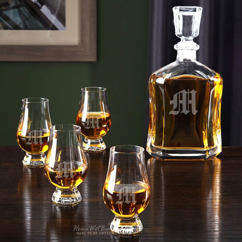 Personalized Scotch Glasses and Decanter Glen Cairn Glasses Etsy