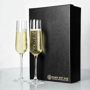 Custom Champagne Gift Set - Engraved Champagne Flutes, Asti Toasting Glasses, Wedding Gift, Anniversary Present