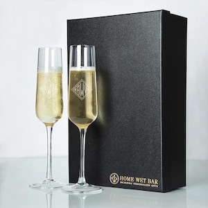 Asti Engraved Champagne Flutes Gift Box Set - Wedding Toasting Glasses, Wedding Flutes, Wedding Glasses, Wedding Gift, Engagement Gift