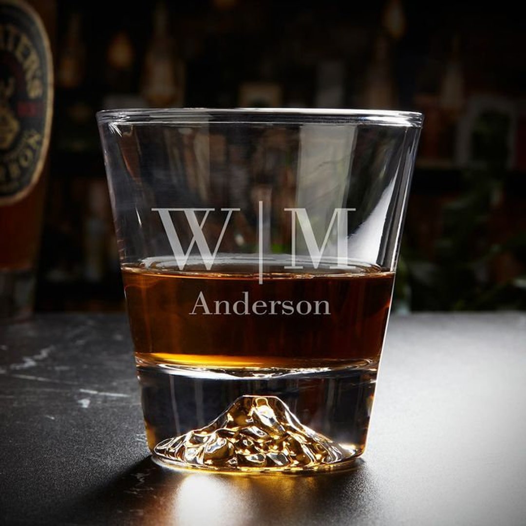 Custom Old Fashioned Glass With Mt. Fuji Bottom Etched Whiskey Glass