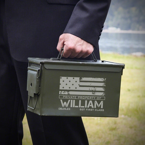 Personalized Ammo Box Made in USA Military Gift, American Flag, Gifts for  Retirement, Birthday Gift for Men, Engraved Ammo Can 