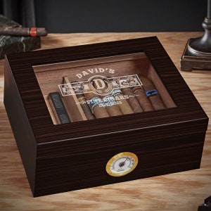 Engraved Cigar Humidor - Custom Humidor Box, Humidor for Cigars, Perfect Groomsmen Gift, Cigar Lovers Gift, Wood Humidor -