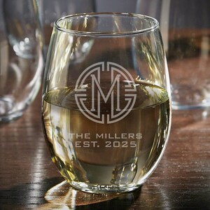 Close-up of the personalized wine glass.