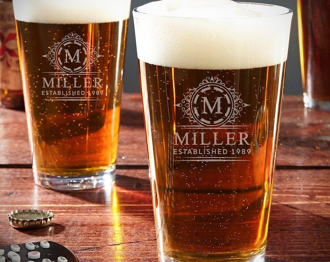 Personalized Pint Glasses - Engraved Pint Glasses, Groomsmen Gifts, Beer Lover Gifts -