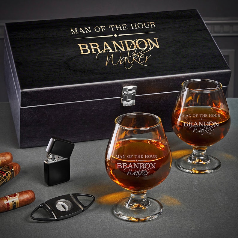 Engraved Cognac Glasses Gift Set with Moore Design - Custom Cognac Sipping Set, Gifts for Men, Etched Brandy Snifters, Cognac shops Lover Gifts
