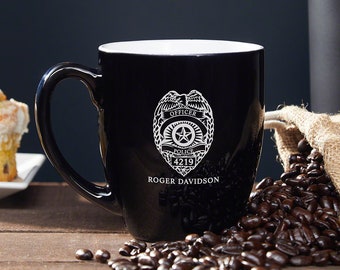 Personalized Coffee Mug for Cops - Police Officer Gifts, Law Enforcement Gift, Etched Coffee Cup, Academy Graduation -