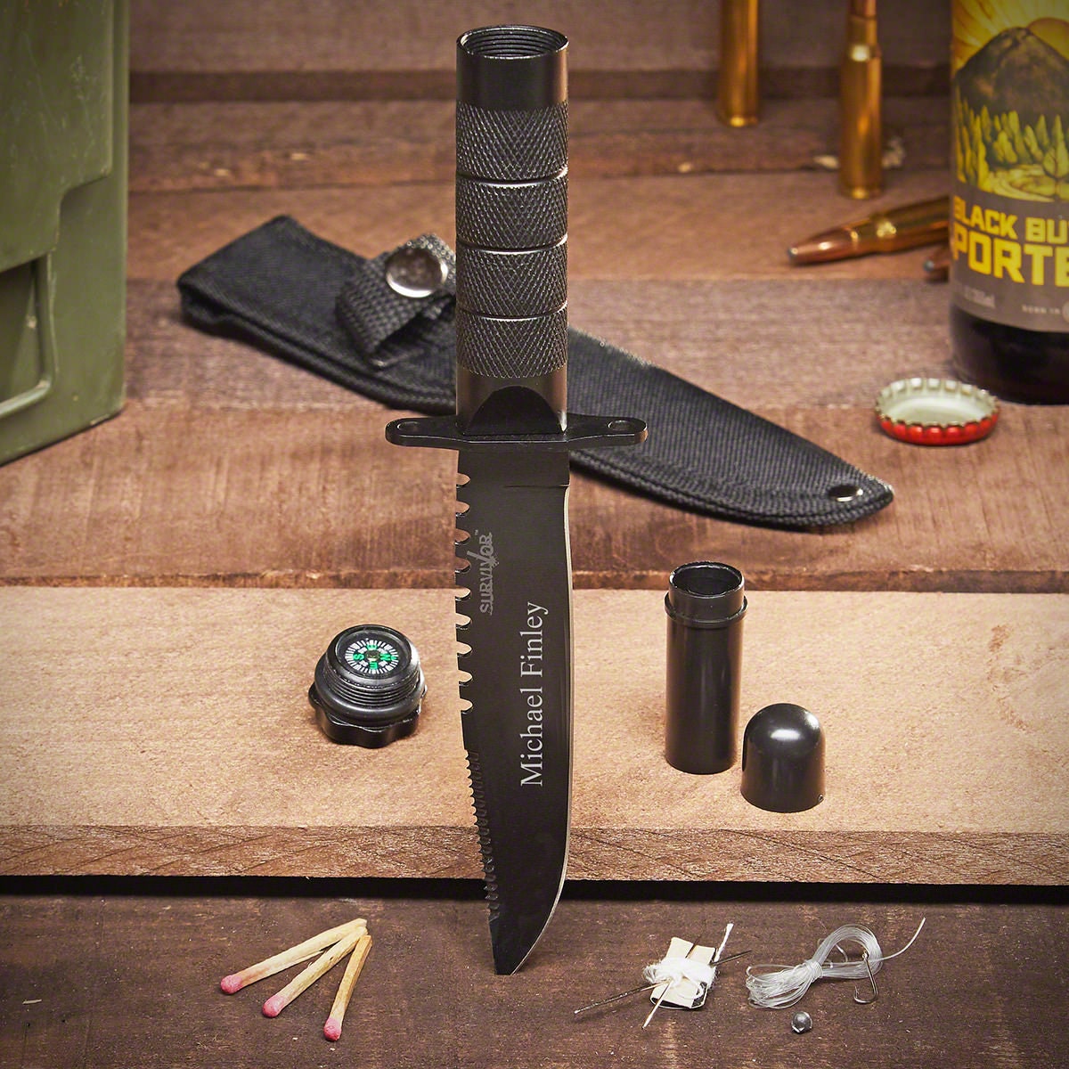 Personalized Switchblade Knife with Wood Box - Teals Prairie & Co.®