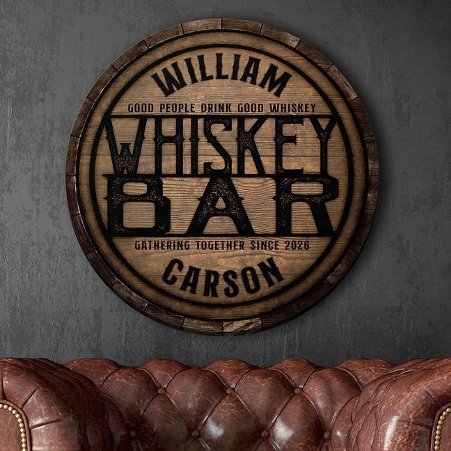 Old Branding Custom Whiskey Bar Sign - Personalized Sign for Dad ...