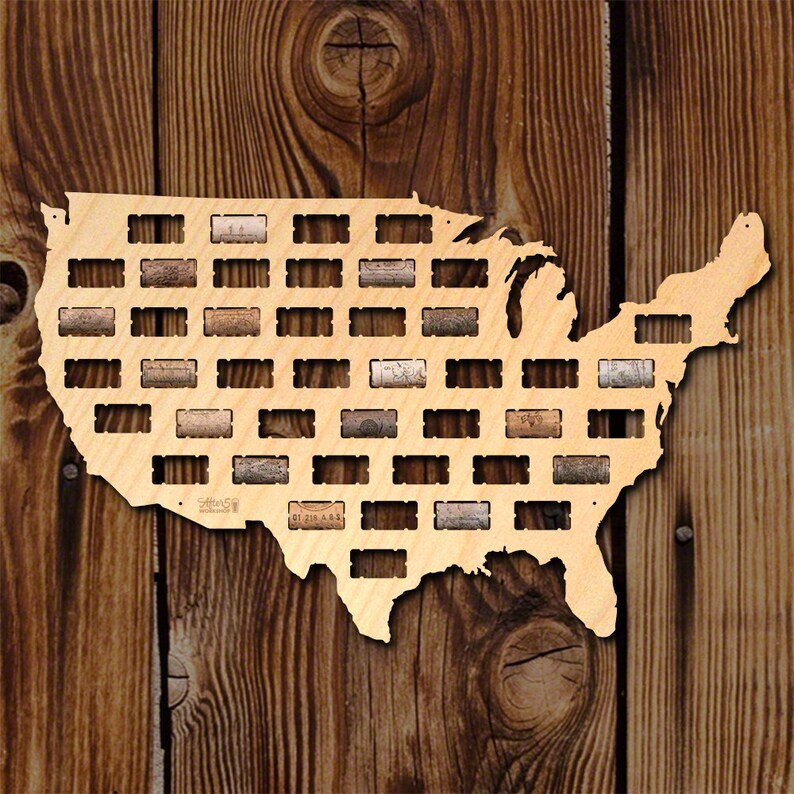 USA Wine Cork Map Wine Cork Holder USA Gifts Wine Decor Etsy