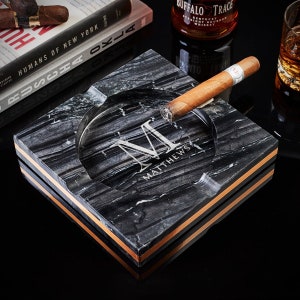 Cenicero de mármol personalizado para puros: cenicero de mármol grabado, cenicero de puros personalizado, regalo para fumadores, cenicero personalizado, regalo de inauguración de la casa