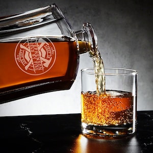Etched Whiskey Glass Firefighter Gift Maltese Cross, First Responder Gift Basket, Whiskey Lover ...