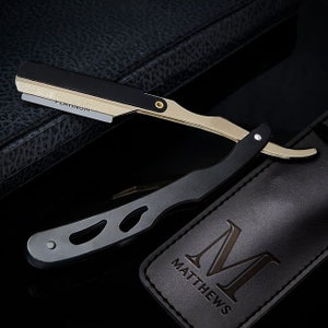 Custom Straight Razor Kit with Replacement Razor Blades - Men&#39;s Shaving Kit, Shaving Razor, Grooming Kit, Straight Edge Razor Gift for Him