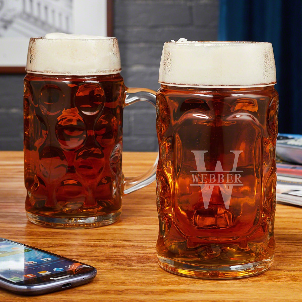 Oakmont Personalized Beer Mugs Set of 2 Engraved Beer Mugs Etsy