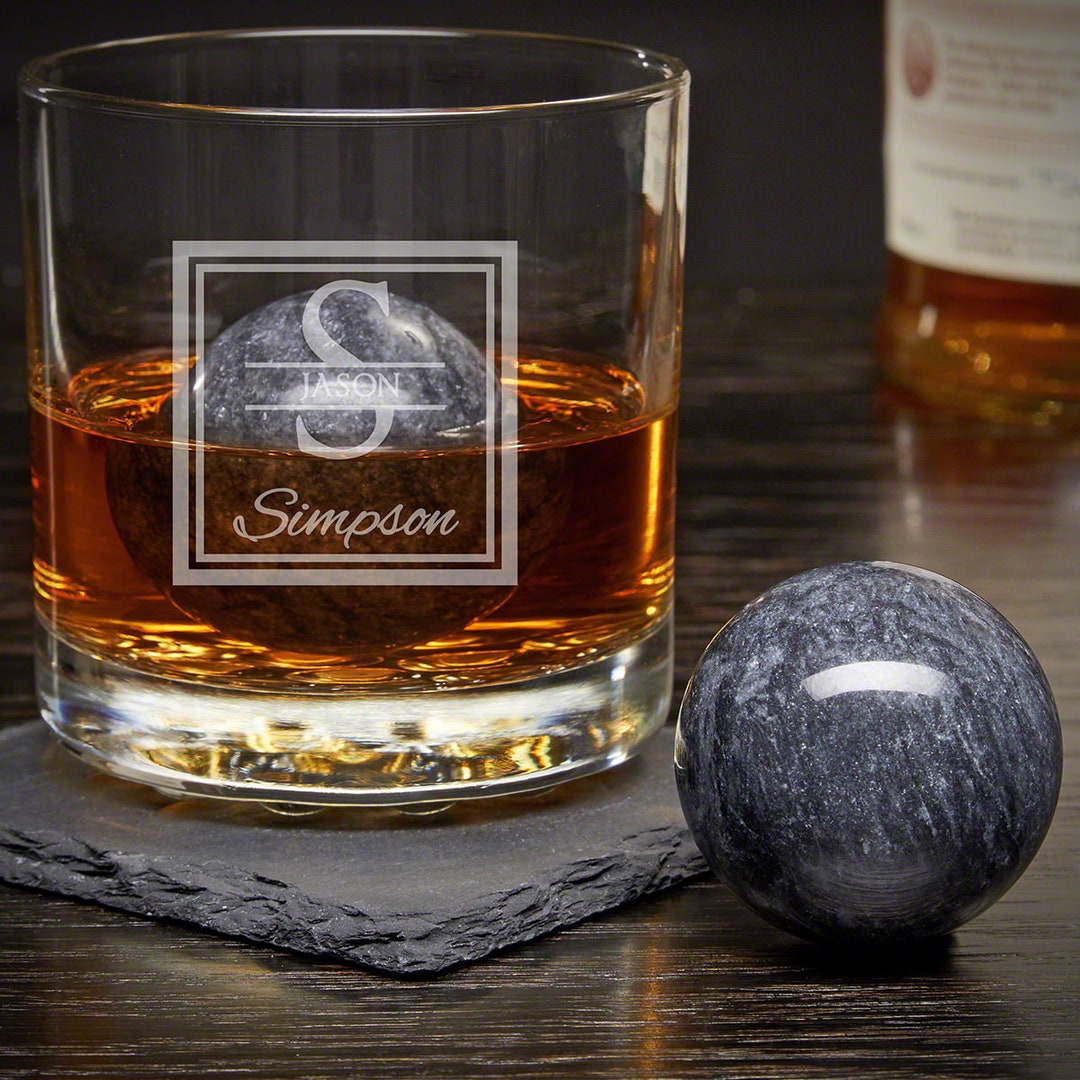 Personalized Rocks Glass With Whiskey Spheres Whiskey Lover Gift ...