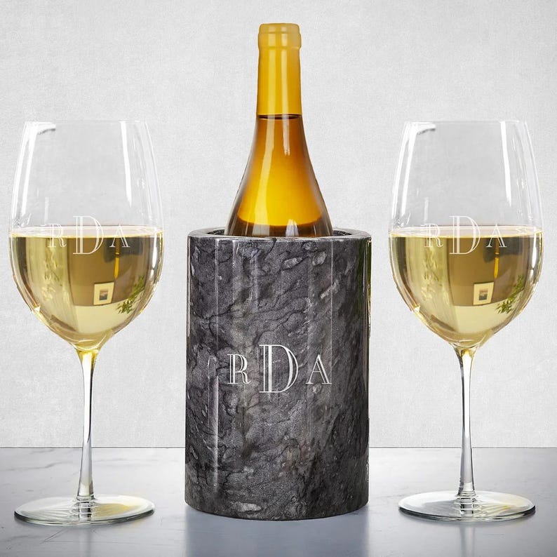 Enfriador de vino de mármol personalizado: enfriador de vino personalizado, enfriador de vino negro, accesorios para servir vino imagen 9