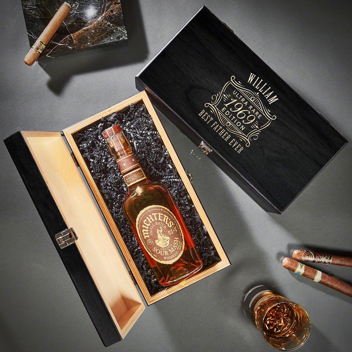 Engraved Whiskey Gift Box Personalized Liquor Gift Box Wood 