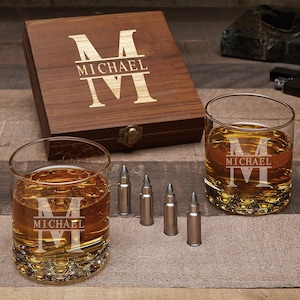 Personalized Whiskey Stones Bullets with Engraved Rocks Glasses - Groomsmen Gift, Wedding Party Gift, Custom Wedding Gift -