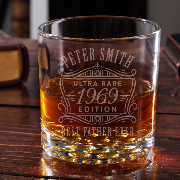 Personalized Whiskey Glass - Whiskey Lover Gift, Bourbon Glasses, Retirement Gift, Custom Glassware