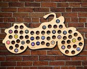 Motorcycle Beer Cap Map - Harley Davidson Gifts, Motorcycle Gifts, Beer Lover Gifts, Man Cave Decor -