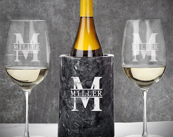 Engraved Marble Wine Chiller Gift Set for Doctor, Nurse, Dentist