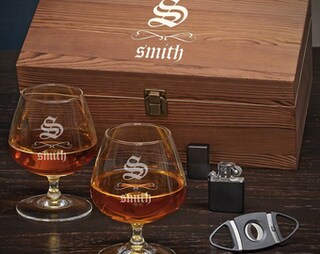 CKB Ltd Brandy & Cognac Snifter Gift Set With Metal Holder And Holder