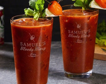 Verres Bloody Mary gravés - verres à cocktail Bloody Mary personnalisés, verres à pinte gravés, parfait verre à brunch Bloody Mary -