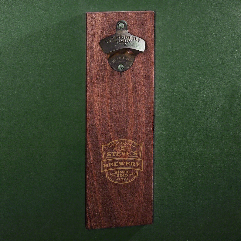 Vintage Brewery Personalized Wooden Wall Bottle Opener Etsy