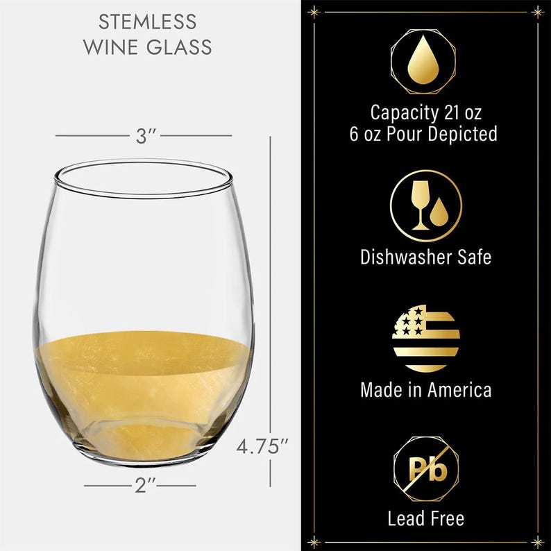 Copa de vino personalizada: copa de vino sin tallo grabada, regalo para despedida de soltera, regalo para amantes del vino, copas sin tallo personalizadas imagen 4