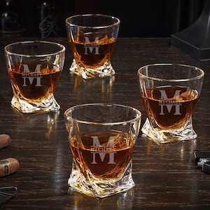 Personalized Twist Whiskey Glasses - Engraved Twist Whiskey Glass, Custom Whiskey Glasses, Groomsman Gifts, Best Man Gifts