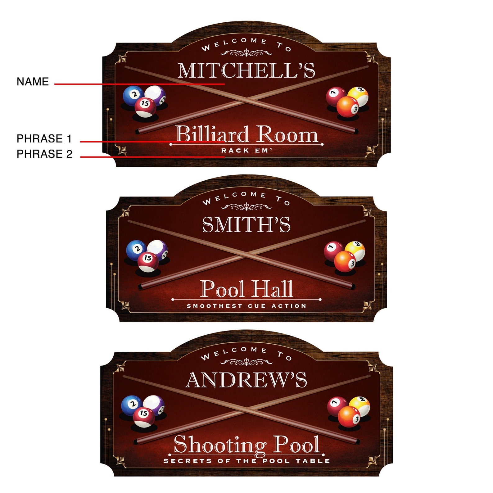 Custom Billiards Sign - Billiards Game Room Decor, Billiards Game Room ...