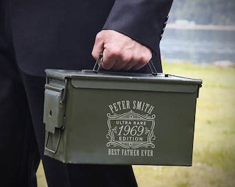 Personalized Ammo Box - Ammo Storage, Custom Ammo Can, Groomsmen Gifts, Engraved Ammo box, Whiskey Glasses, Cigars and whiskey