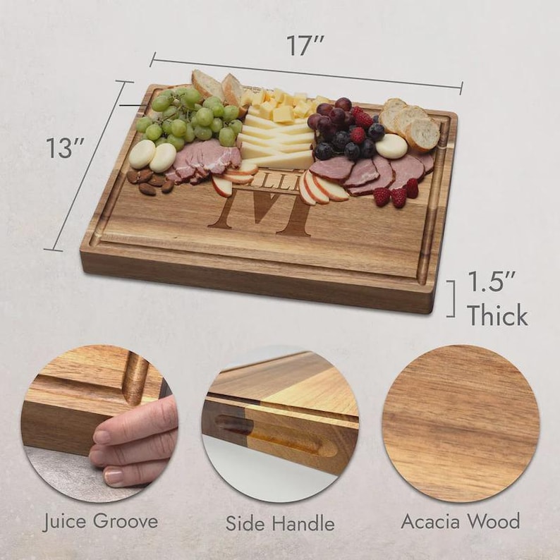 HomeWetBar Monogram Acacia Cutting Board - Thumbnail 5