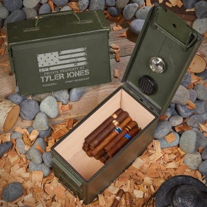 50 Cal Ammo Can Humidor - HomeWetBar Ammo Can Humidor, Cigar Humidor, 50 Cal Ammo Box, Retirement Gift for Dad, Gifts for Men