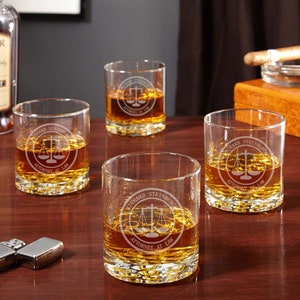 Personalized Whiskey Glasses Set for Lawyers - Law School Gift, Lawyer Gift, Engraved Rocks Glass, Personalized Whiskey Set, Attorney Gift