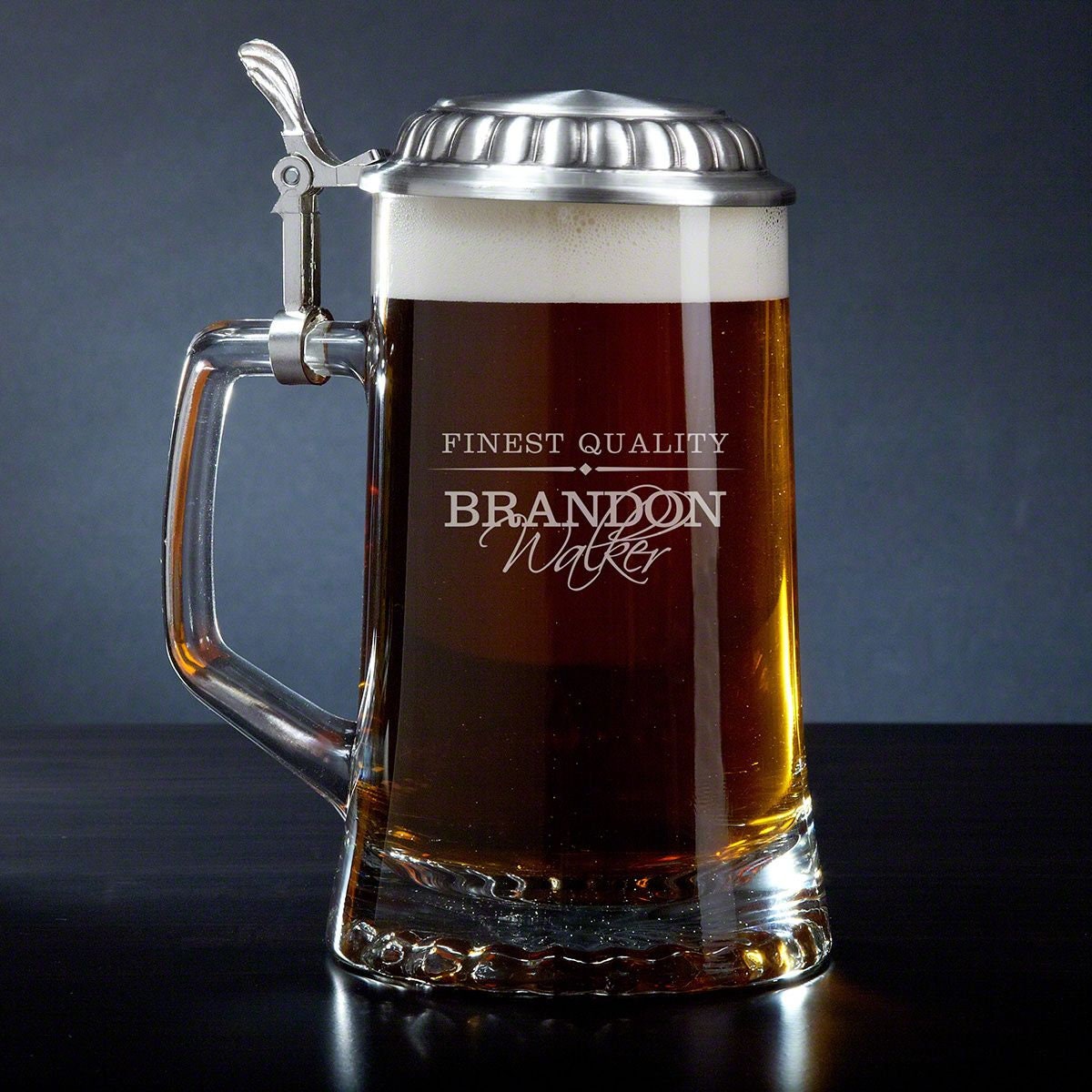 Oakmont Engraved 12 Ounce Glass Beer Mugs, Set of 4