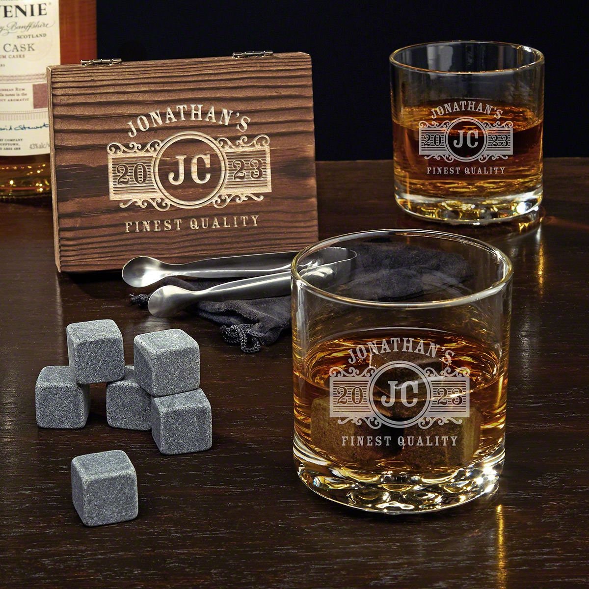 Marquee Personalized Buckman Whiskey Glasses Set Engraved - Etsy