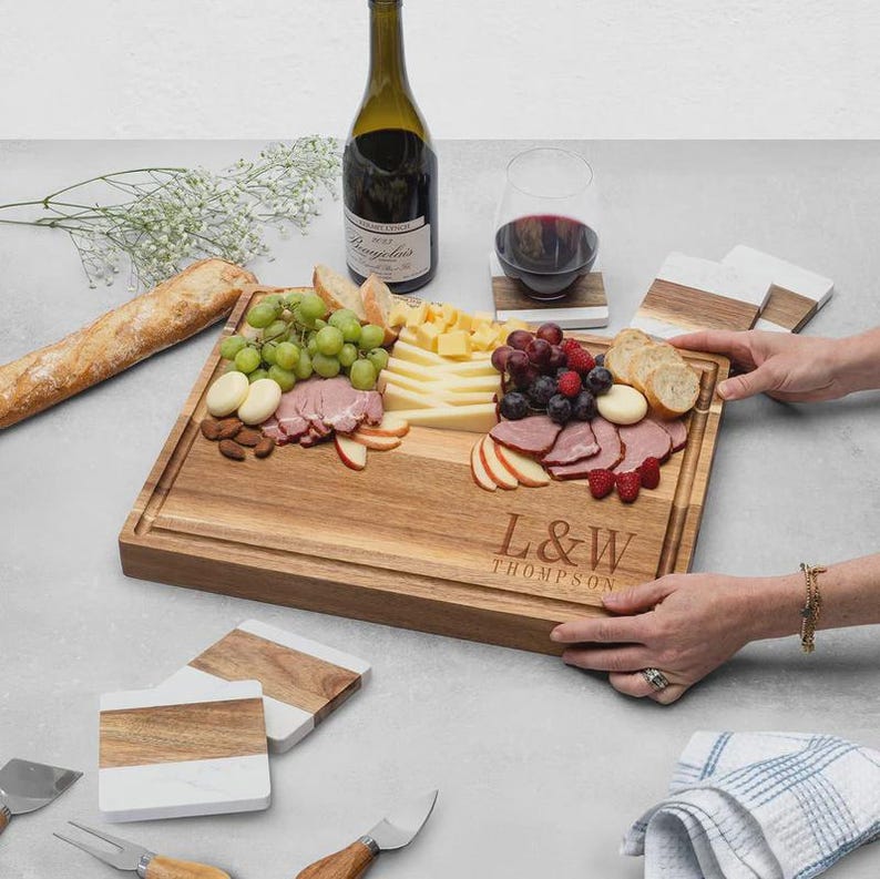HomeWetBar Monogram Acacia Cutting Board - Thumbnail 2